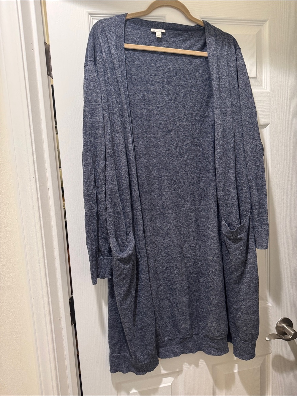 GAP Heathered Navy Open-Front Cardigan